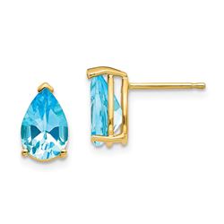 14k 9x6 mm Pear Blue Topaz Earrings