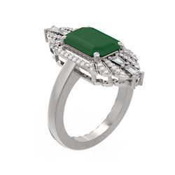 6.52 ctw Emerald & Diamond Ring 18K White Gold