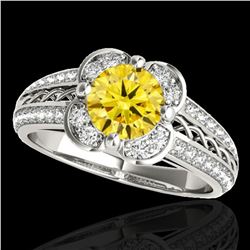 2.05 ctw Certified SI/I Fancy Intense Yellow Diamond Ring 10k White Gold