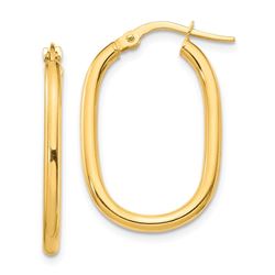 14k Yellow Gold Small Oval Hoop Earrings - 2x2 mm