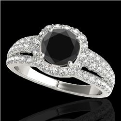 2 ctw Certified VS Black Diamond Solitaire Halo Ring 10k White Gold