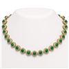 Image 1 : 82.17 ctw Emerald & Diamond Victorian Necklace 14K Yellow Gold