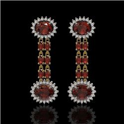 8.87 ctw Garnet & Diamond Earrings 14K Yellow Gold