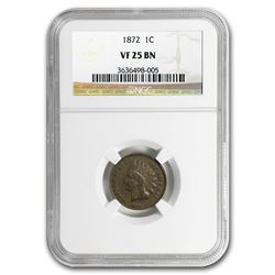 1872 Indian Head Cent VF-25 NGC (Brown)