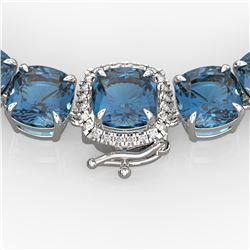 87 ctw London Blue Topaz & Diamond Micro Necklace 14k White Gold