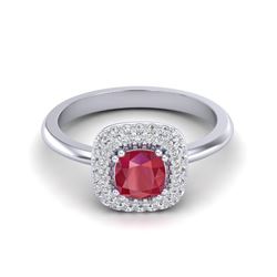 1.16 ctw Ruby & Micro Pave VS/SI Diamond Ring Halo 18k White Gold