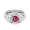 Image 1 : 1.16 ctw Ruby & Micro Pave VS/SI Diamond Ring Halo 18k White Gold