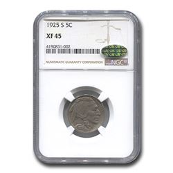 1925-S Buffalo Nickel XF-45 NGC CAC