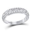 Image 1 : 14kt White Gold Round Diamond Double Row Band Ring 1/2 Cttw