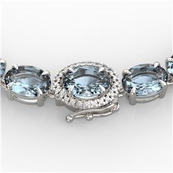 36.25 ctw Aquamarine & Diamond Eternity Micro Necklace 14k White Gold