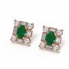 Image 3 : 3.83 ctw Emerald & Diamond Earrings 18K Rose Gold