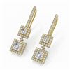Image 1 : 2.5 ctw Princess Cut Diamond Designer Earrings 18K Yellow Gold