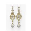 Image 1 : 4.57 ctw Diamond & Pearl Earrings 18K Yellow Gold