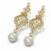 Image 3 : 4.57 ctw Diamond & Pearl Earrings 18K Yellow Gold