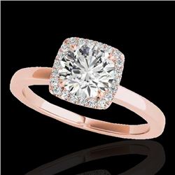 1.15 ctw Certified Diamond Solitaire Halo Ring 10k Rose Gold