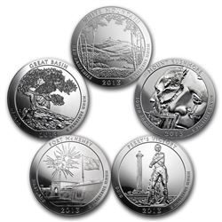2013 5-Coin 5 oz Silver ATB Set (America the Beautiful)