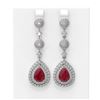 Image 1 : 11.87 ctw Ruby & Diamond Earrings 18K White Gold
