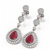 Image 3 : 11.87 ctw Ruby & Diamond Earrings 18K White Gold
