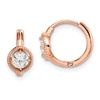 Image 1 : 14k Rose Gold Round Cubic Zirconia Hoop Earrings
