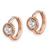 Image 2 : 14k Rose Gold Round Cubic Zirconia Hoop Earrings
