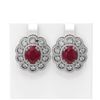 Image 1 : 12.21 ctw Ruby & Diamond Earrings 18K White Gold