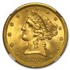 Image 2 : 1908 $5 Liberty Gold Half Eagle MS-66 NGC