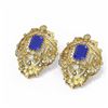 Image 3 : 15.07 ctw Sapphire & Diamond Earrings 18K Yellow Gold