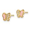 Image 2 : 14k Cubic Zirconia Pink Enamel Butterfly Post Earrings - 54 mm