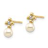Image 2 : 14k 3-4 mm Cultured Pearl Cubic Zirconia Post Earrings - 53 mm