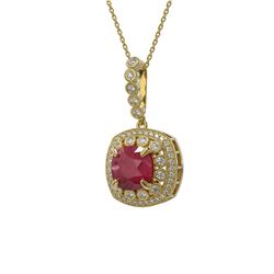 6.58 ctw Certified Ruby & Diamond Victorian Necklace 14K Yellow Gold