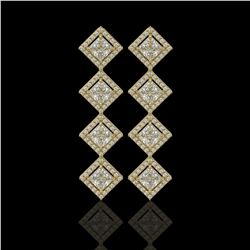 5.31 ctw Princess Cut Diamond Micro Pave Earrings 18K Yellow Gold