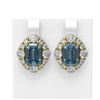 13.28 ctw Blue Topaz & Diamond Earrings 18K Yellow Gold