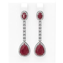 9.91 ctw Ruby & Diamond Earrings 18K White Gold