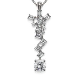 2.2 ctw Cushion Cut Diamond Designer Necklace 18K White Gold