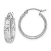 Image 1 : 14k White Gold Diamond-cut In/Out Hoop Earrings - 47 mm