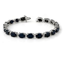 35.0 ctw Blue Sapphire Bracelet 10k White Gold