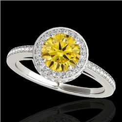 1.55 ctw Certified SI/I Fancy Intense Yellow Diamond Ring 10k White Gold