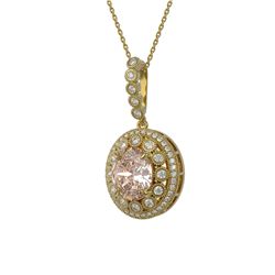 6.91 ctw Morganite & Diamond Victorian Necklace 14K Yellow Gold