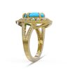 Image 3 : 4.02 ctw Turquoise & Diamond Victorian Ring 14K Yellow Gold