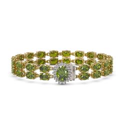 26.92 ctw Tourmaline & Diamond Bracelet 14K Yellow Gold