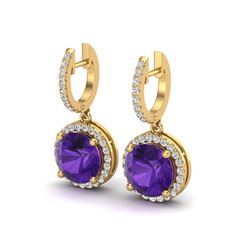 4 ctw Amethyst & Micro Pave VS/SI Diamond Designer 18k Yellow Gold