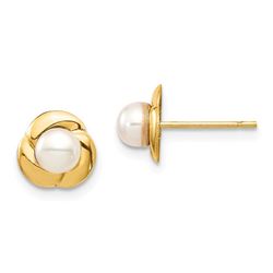 14k Yellow Gold 4-5 mm Freshwater Pearl Post Earrings - 54 mm