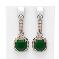 12.28 ctw Emerald & Diamond Earrings 18K Rose Gold