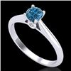 Image 1 : 0.4 ctw Intense Blue Diamond Engagment Art Deco Ring 18k White Gold