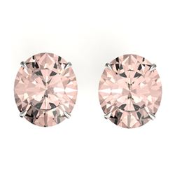18 ctw Morganite Designer Solitaire Stud Earrings 18k White Gold