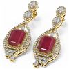 Image 3 : 15.58 ctw Ruby & Diamond Earrings 18K Yellow Gold