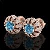 Image 1 : 2.01 ctw Fancy Intense Blue Diamond Art Deco Earrings 18k Rose Gold