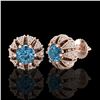 Image 2 : 2.01 ctw Fancy Intense Blue Diamond Art Deco Earrings 18k Rose Gold