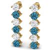 Image 2 : 6 ctw Certified SI/I Intense Blue Diamond Earrings 18K Yellow Gold