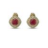 Image 1 : 4.99 ctw Certified Ruby & Diamond Victorian Earrings 14K Yellow Gold